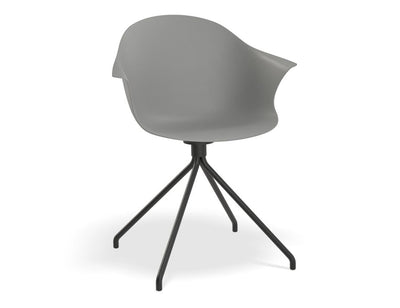 Pebble Armchair Grey with Shell Seat - Pyramid Fixed Base
