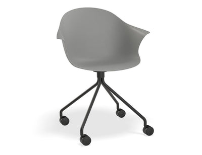 Pebble Armchair Grey with Shell Seat - Pyramid Fixed Base with Castors