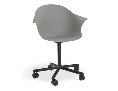 Pebble Armchair Grey with Shell Seat - Swivel Base with Castors