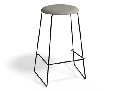 Hugo Bar Stool - Black - Fabric Seat - 67cm Kitchen Height - Light Grey Fabric Seat