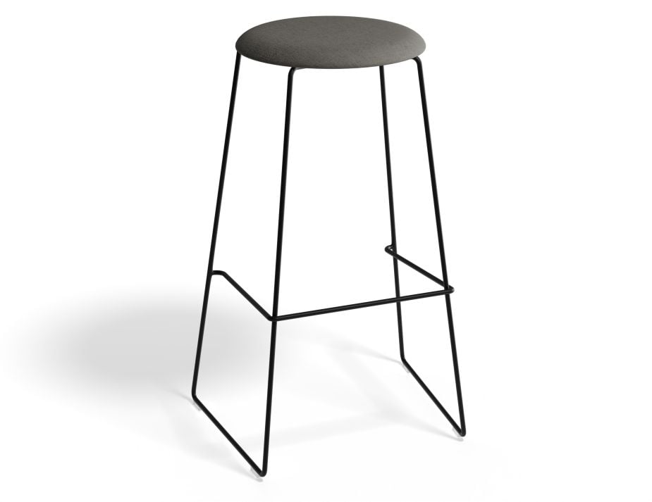 Hugo Bar Stool - Black - Fabric Seat - 67cm Kitchen Height - Anthracite Fabric Seat