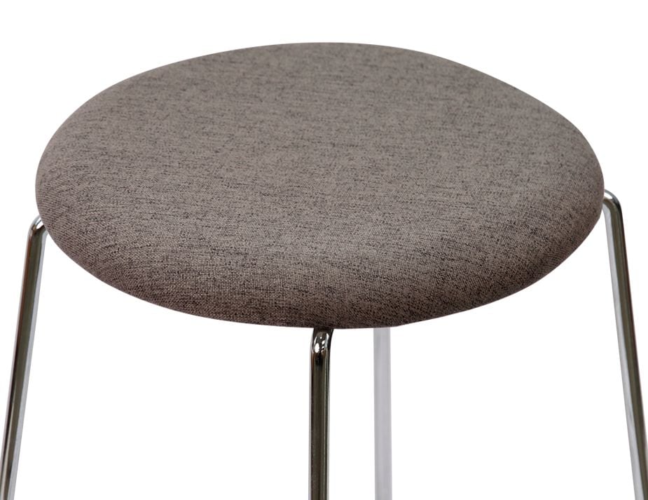 Hugo Bar Stool - Chrome - Fabric Seat - 77cm Round / Grey Fabric Seat / Commercial