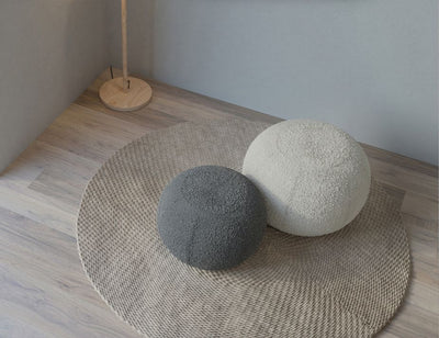 Ronde Pouf in Elephant Boucle - Small