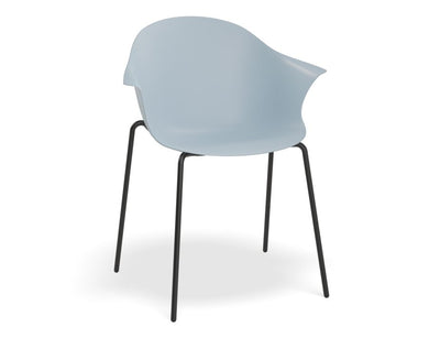 Pebble Armchair Pale Blue with Shell Seat - 4 Post Base with Black Legs