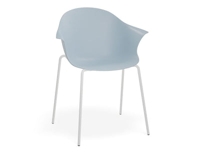 Pebble Armchair Pale Blue with Shell Seat - Pyramid Fixed Base with Castors