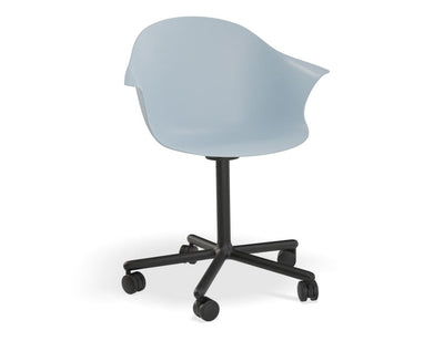 Pebble Armchair Pale Blue with Shell Seat - Swivel Base