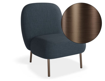 Moulon Lounge Chair - Midnight Blue - Brushed Matt Bronze Legs