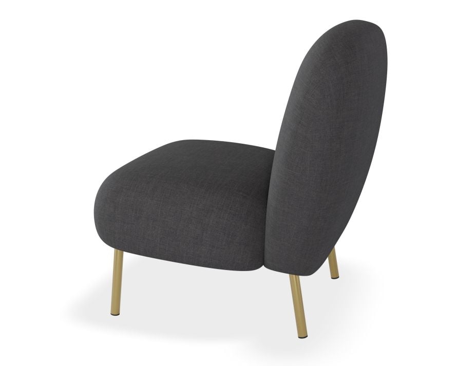Moulon Lounge Chair - Storm Grey - Brushed Matt Gold Legs
