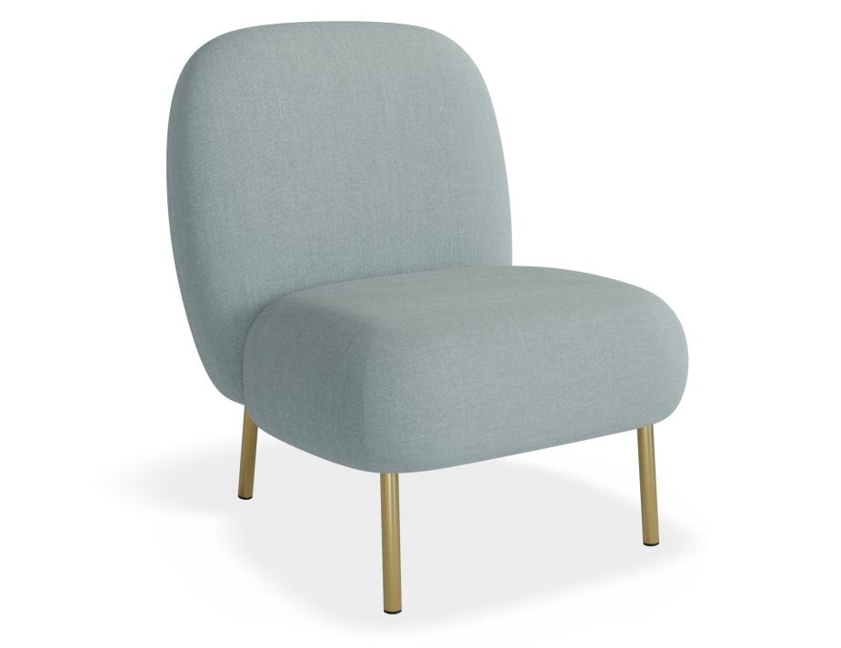 Moulon Lounge Chair - Sky Blue - Brushed Matt Gold Legs
