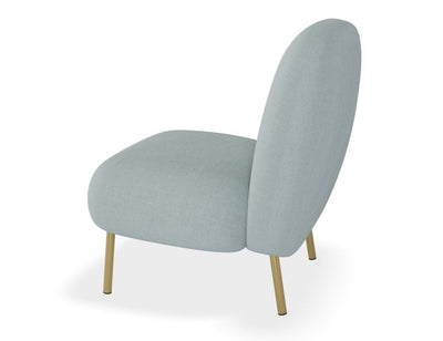 Moulon Lounge Chair - Sky Blue - Brushed Matt Gold Legs