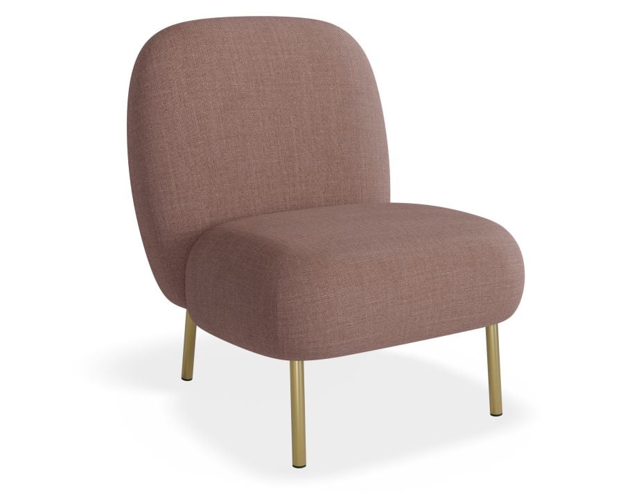 Moulon Lounge Chair - Blush Pink - Brushed Matt Gold Legs