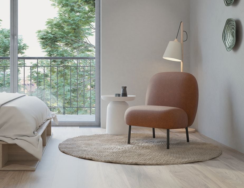 Moulon Lounge Chair - Terracotta Rust - Brushed Matt Gold Legs