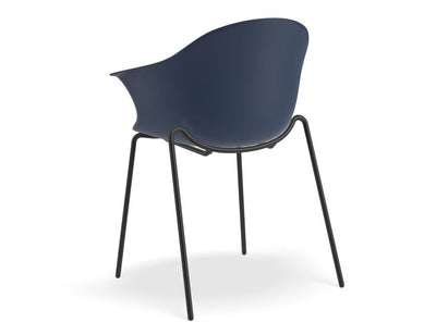 Pebble Armchair Navy Blue with Shell Seat - Sled Base with Black Legs