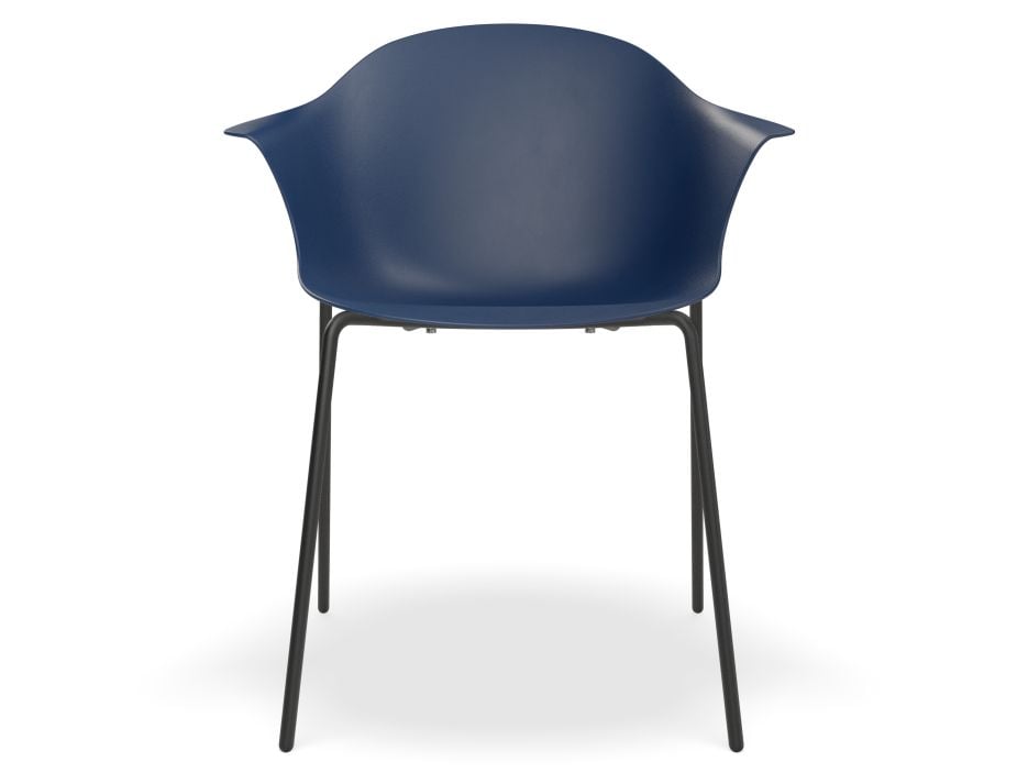 Pebble Armchair Navy Blue with Shell Seat - Pyramid Fixed Base with Castors