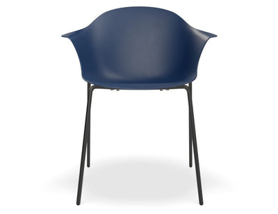 Pebble Armchair Navy Blue with Shell Seat - 4 Post Base with Black Legs