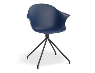 Pebble Armchair Navy Blue with Shell Seat - Swivel Base with Castors
