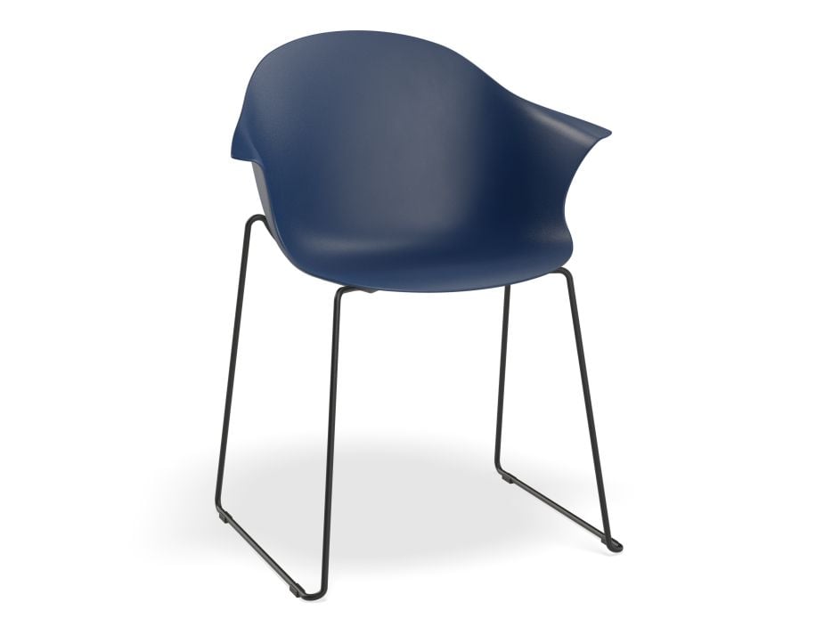 Pebble Armchair Navy Blue with Shell Seat - Pyramid Fixed Base with Castors