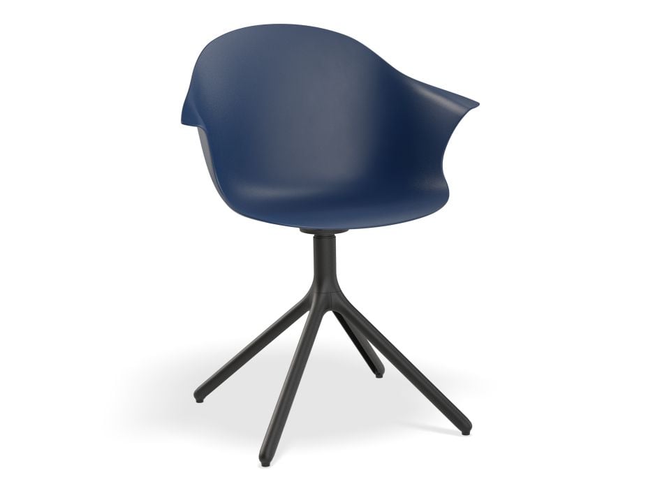 Pebble Armchair Navy Blue with Shell Seat - Swivel Base with Castors
