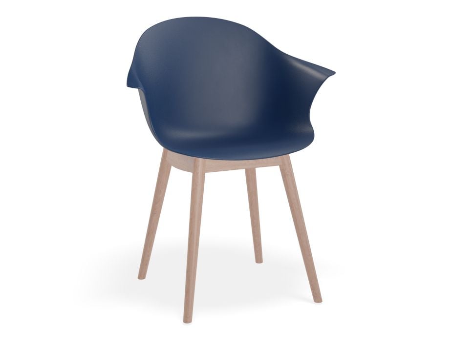 Pebble Armchair Navy Blue with Shell Seat - Sled Base with Black Legs