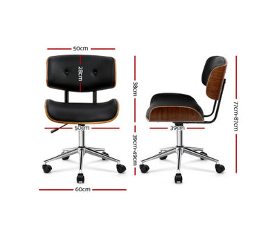 Artiss Wooden Office Chair Fabric Seat Black
