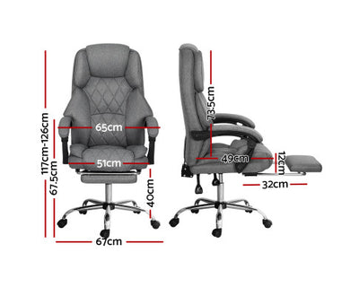 Artiss Executive Office Chair Fabric Footrest Grey