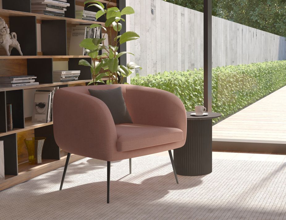 Amour Lounge Chair - Blush Pink - Brushed Matt Bronze Legs