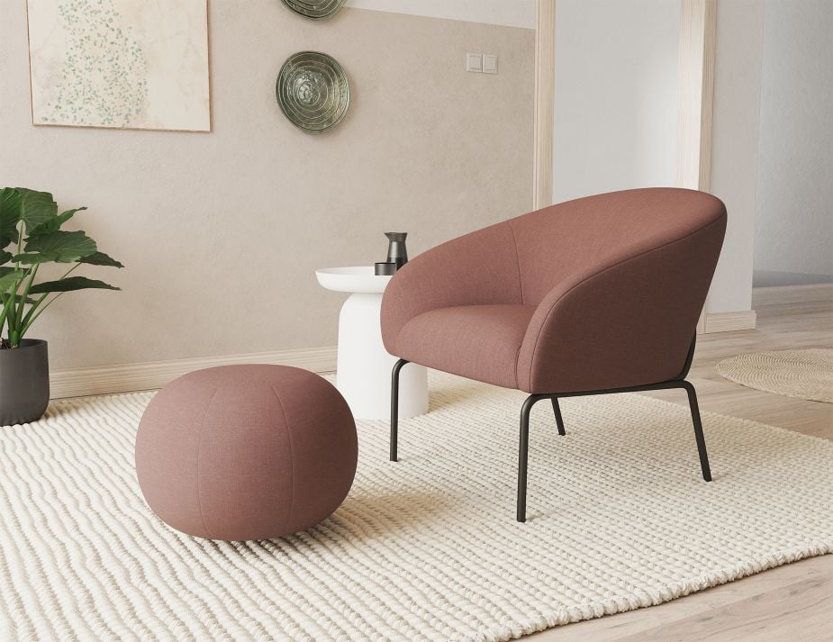 Solace Lounge Chair - Plush Pink - Brushed Matt Bronze Legs