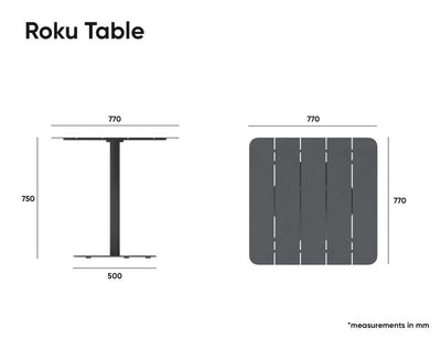 Roku Cafe Table - Outdoor - Charcoal - 65 x 65cm Table Top