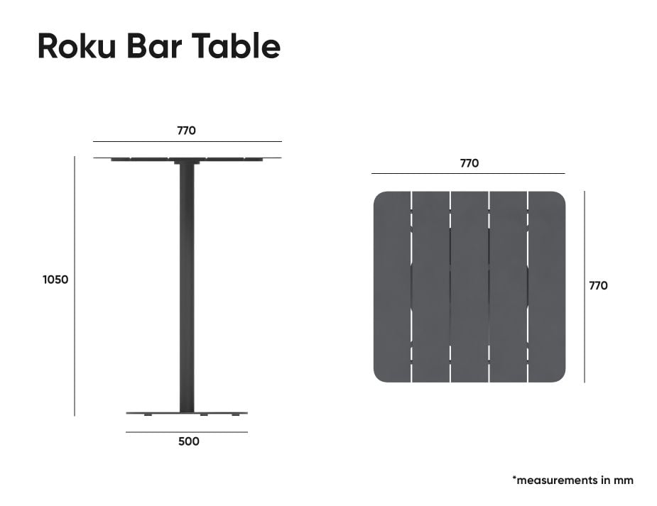 Roku High Bar Table - Outdoor - White - 75 x 75cm Table Top