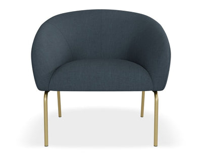 Solace Lounge Chair - Midnight Blue - Brushed Matt Gold Legs