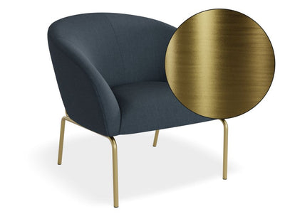Solace Lounge Chair - Midnight Blue - Brushed Matt Gold Legs