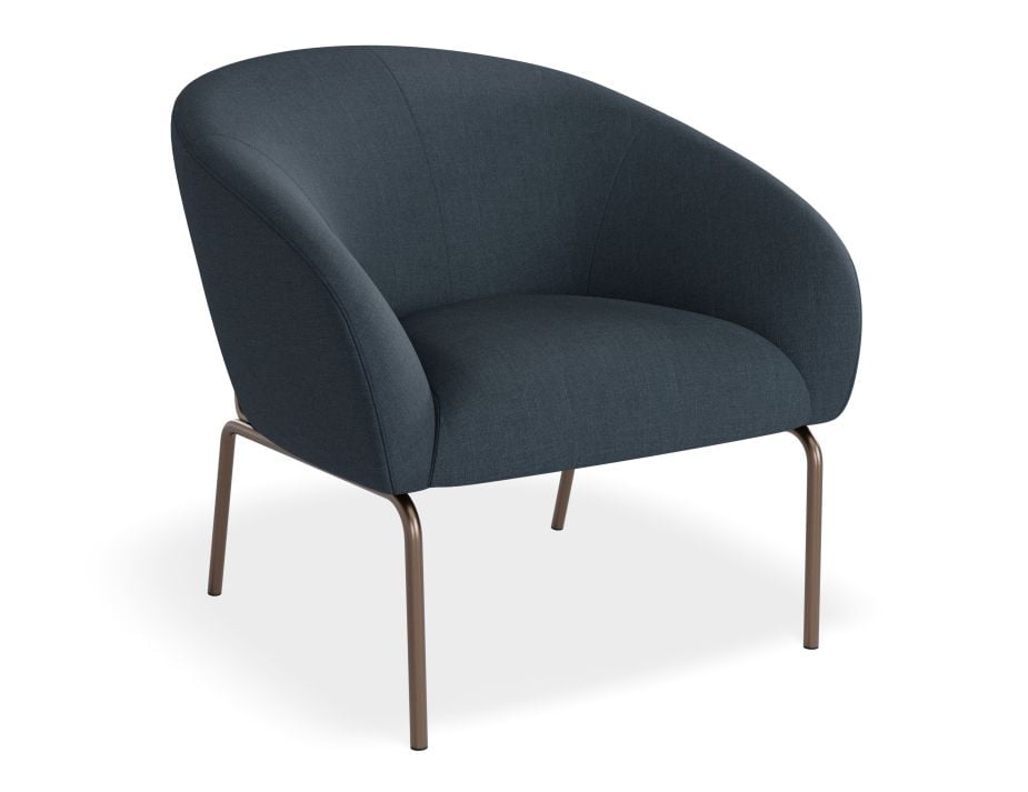 Solace Lounge Chair - Midnight Blue - Brushed Matt Bronze Legs