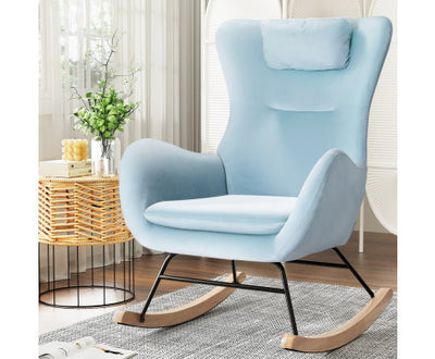 Artiss Rocking Chair Velvet Armchair Feeding Chair Blue