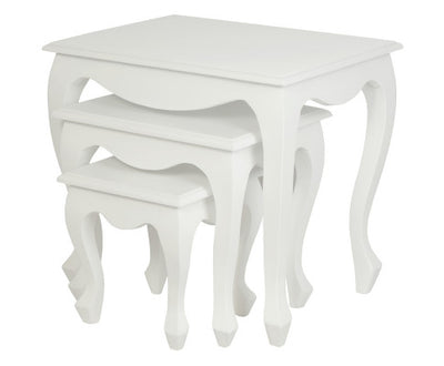 Queen Ann Nest of Table Set of 3 (White)
