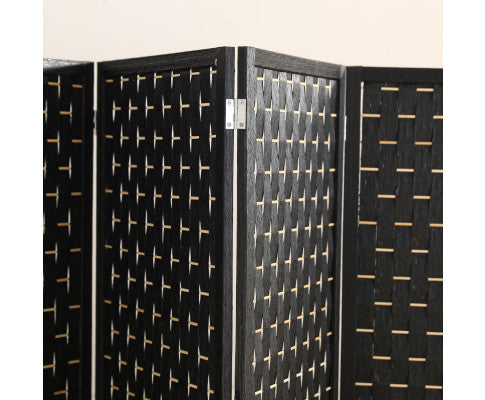 EKKIO 4-Panel Pine Wood Room Divider (Black) EK-RD-100-SD