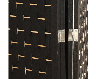 EKKIO 4-Panel Pine Wood Room Divider (Black) EK-RD-100-SD
