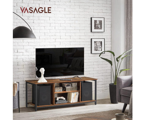 VASAGLE Lowboard TV Cabinet for TVs up to 60 Inches with Open Compartments Vintage Brown/Black LTV060B01V1