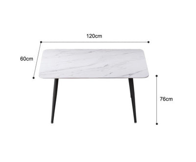 120x60cm Matte Grey Minimalist Slate Kitchen Dining Table Marble Lunch Dinner Table Solid Metal Legs
