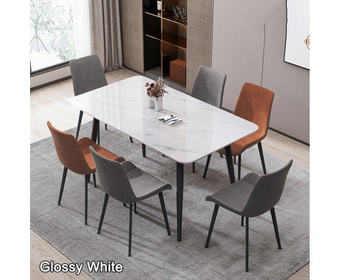 Minimal List Dining Chairs PU Retro Chair Cafe Kitchen Modern Metal Legs x 2 Grey
