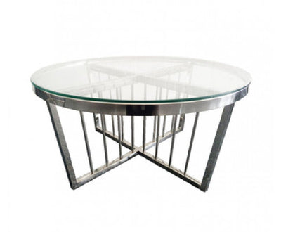 Salina Coffee Table -Clear Top - 95cm Silver