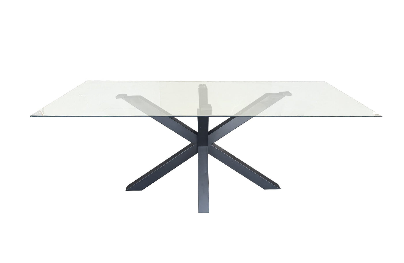 Miles Black With Clear Glass Dining Table - 90cm x 180cm