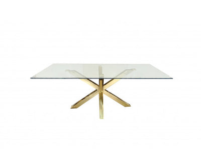 Miles Gold With Clear Glass Dining Table - 90cm x 180cm