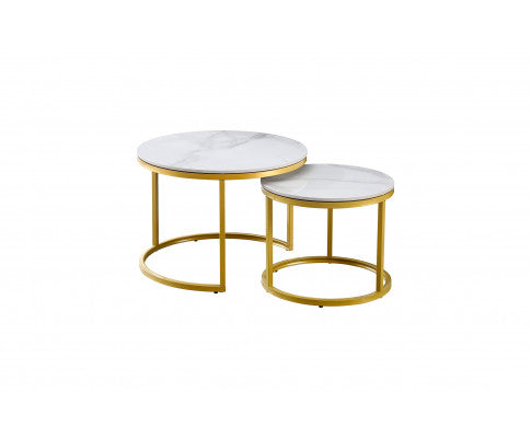 Nesting style Coffee Table - White on Champagne Gold - 60cm/40cm