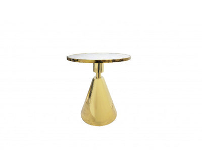 Glam Gold 50cm Side Table - White Marble