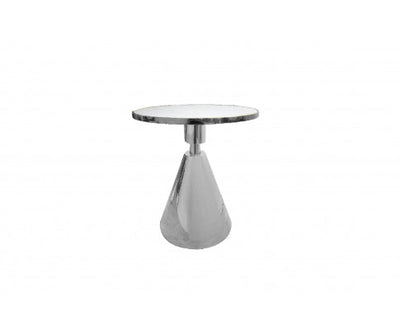 Glam Silver 50cm Side Table - White Marble