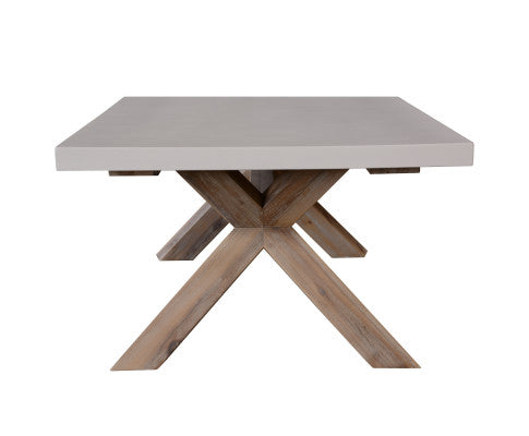 Stony 120cm Coffee Table with Concrete Top - White