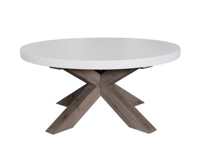 Stony 85cm Round Coffee Table with Concrete Top - White