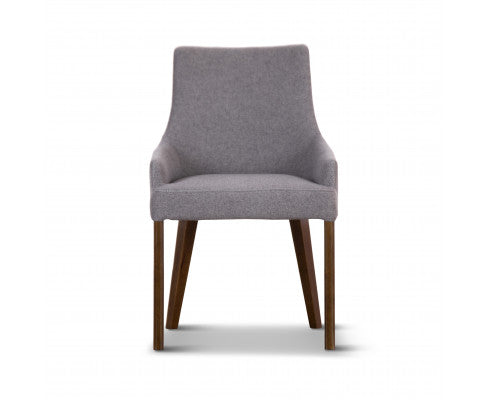 Tuberose Dining Chair Fabric Seat Solid Acacia Timber Wood Furniture - Grey