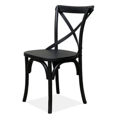 Rustica 6pc Set Dining Chair X-Back Solid Timber Wood Seat Black