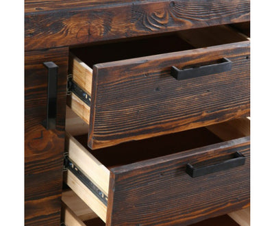 Rustica 150cm Buffet Table Cabinet Solid Pine Wood 3 Drawer 2 Door Black